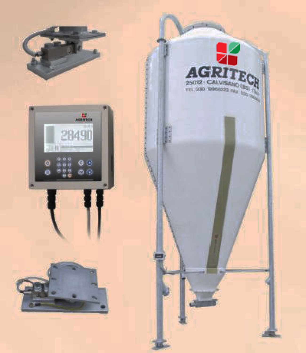 Agritech ha sviluppato una serie di sistemi elettronici su celle in acciaio inox per la pesatura dei silos